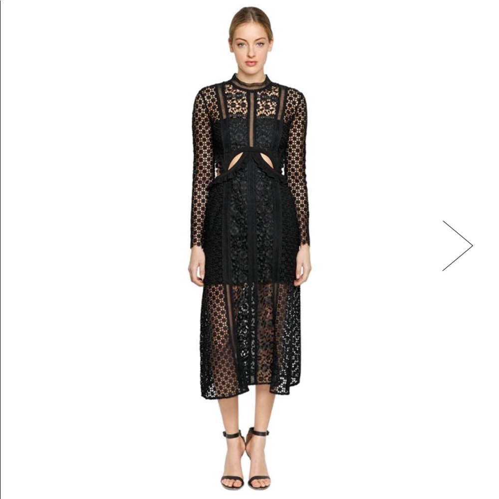 Authentic Self Portrait Black Midi Dress